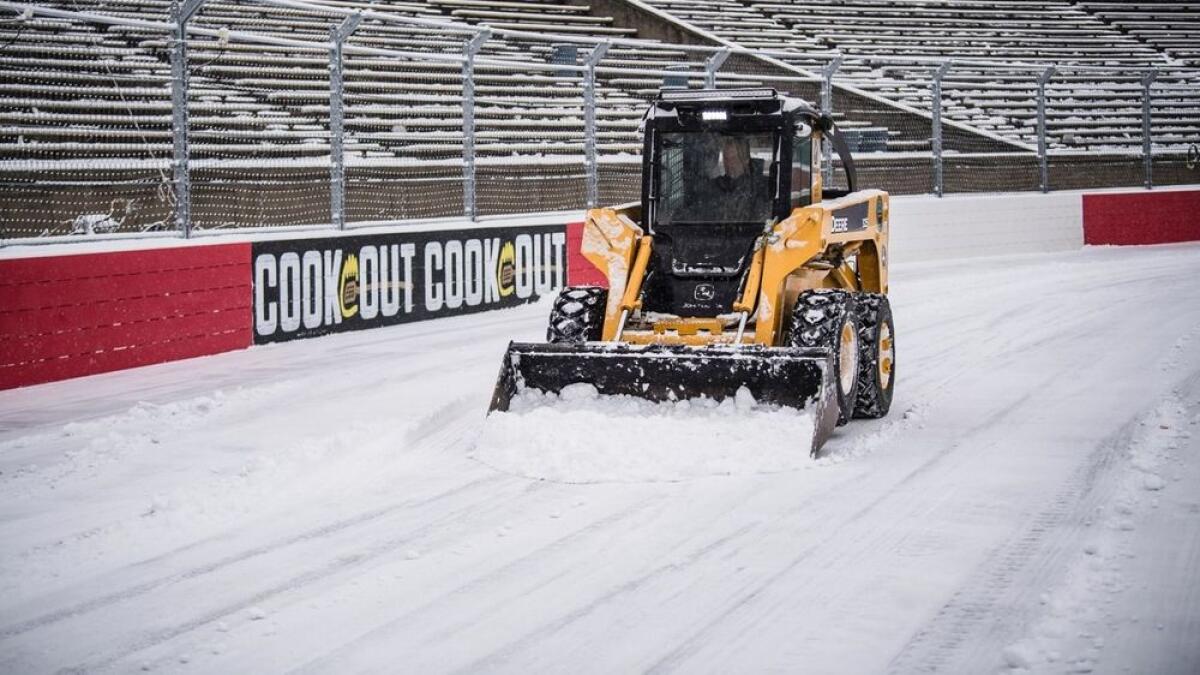 NASCAR snow removal at Bowman Gray